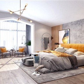 现代 卧室 主卧室