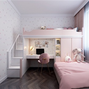 现代 榻榻米卧室 女孩房榻榻米