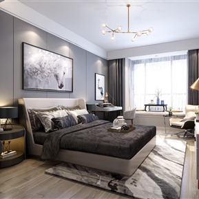 现代 卧室 卧室主人房