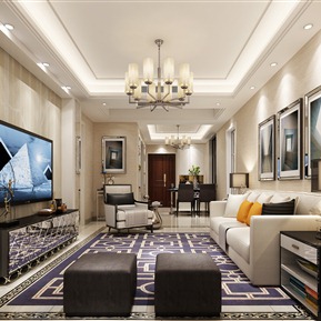 后现代 客厅 客餐厅