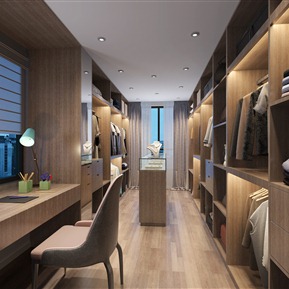 现代 衣帽间 梳妆台 换衣凳 衣服 摆件 饰品