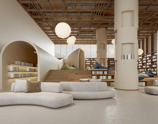 现代图书馆阅览室空间