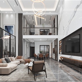 轻奢 复式客厅 别墅