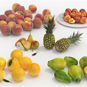现代 水果 水果桃子桔子木瓜菠萝凤梨