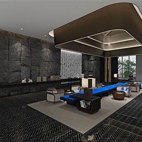 新中式 大厅 酒店接待大堂吧