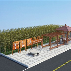 新中式 亭子 小游园