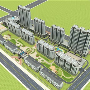 现代 住宅楼 高档住宅楼鸟瞰