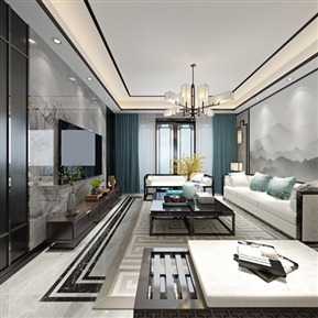 新中式 客餐厅 全景