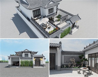 中式独栋别墅庭院