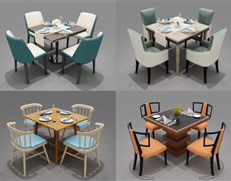 新中式餐厅桌椅组合