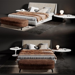 现代 双人床 奢华双人床床榻