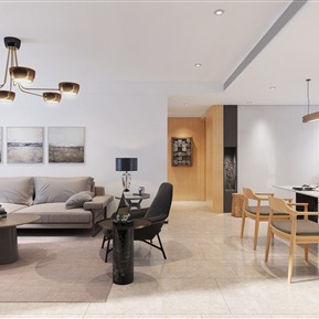 现代 客餐厅 原木客厅餐厅