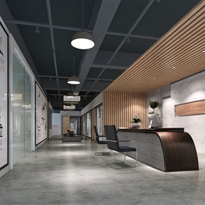 现代 前台 简徽派办公门厅接待厅