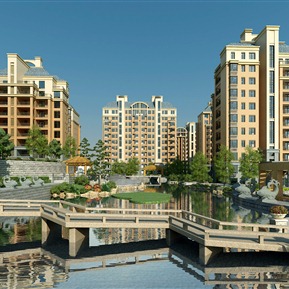 简欧 住宅区 住宅楼 小区景观规划