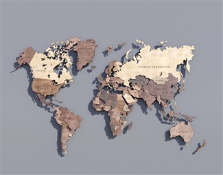 现代世界地图墙饰