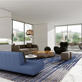 现代 客厅 别墅客餐厅