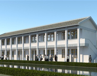 现代室外宿舍楼建筑3d模型下载