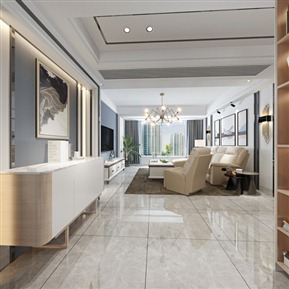 现代 客餐厅 厨房 全景