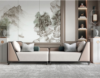 新中式 双人沙发 多人沙发