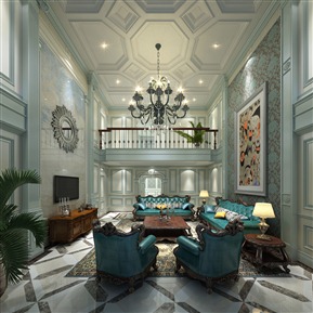 美式 复式客厅 别墅客厅