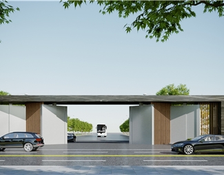 现代厂区入口大门