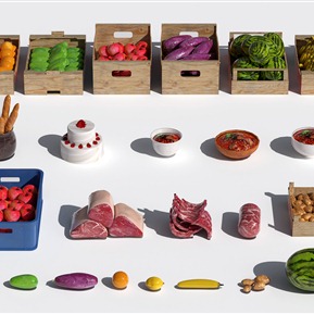 现代 食物 蛋糕面包水果肉类