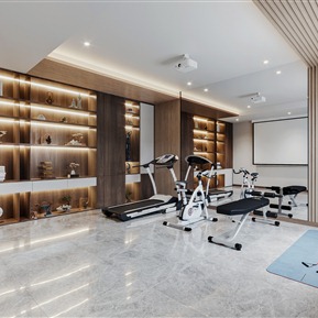 新中式 健身房 健身房休息区