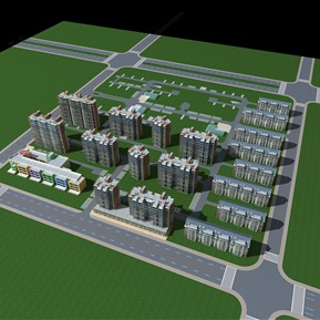 现代 鸟瞰图 商业住宅楼