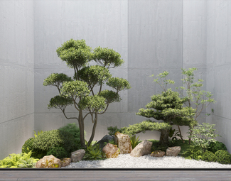 现代 景观小品 植物景观组团
