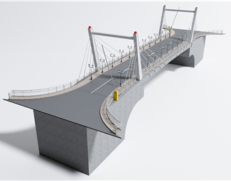 3dmax跨江大桥模型