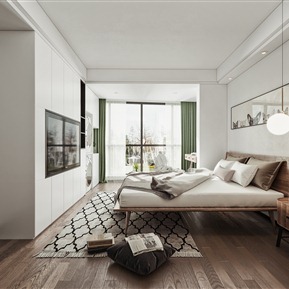 北欧 卧室 主卧室 双人床品组合