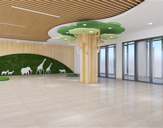 现代幼儿园装修效果图su模型下载-3d溜溜网