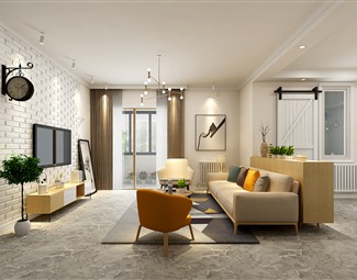 【北欧客厅3d模型】_客厅餐厅_家装_免费3d模型库下载_3d溜溜网