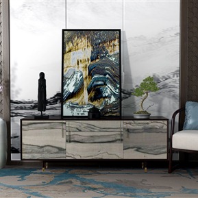 新中式 边柜 装饰柜 装饰画 装饰品 休闲椅组合