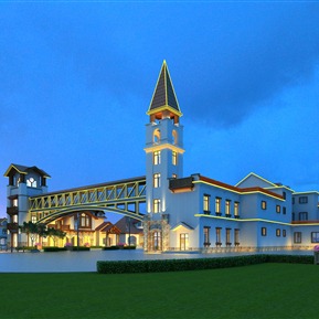 欧式 建筑 旅游小镇入口天桥