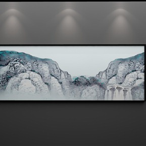 新中式 风景画 中国水墨山水电视背景墙山水情客厅装饰画