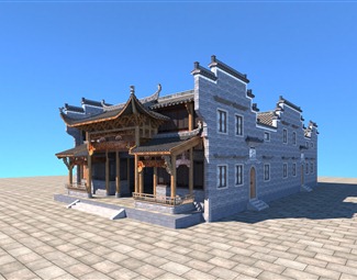 中式中式青砖建筑