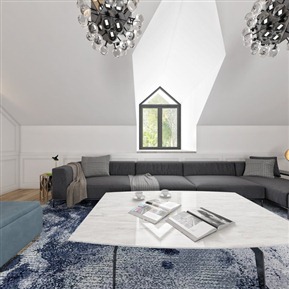 现代 会客厅 别墅顶楼会客厅全景