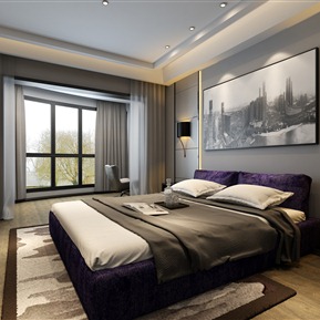 现代 卧室 黑白灰卧室