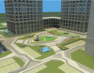 现代绿化带建筑景观