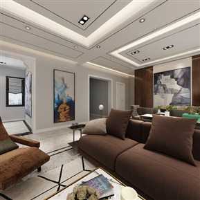 现代 客厅 客餐厅 全景