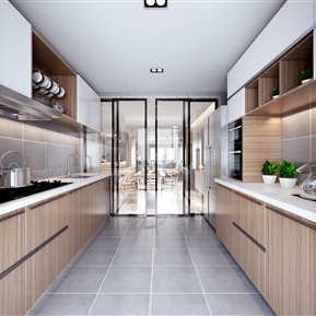 现代 厨房 客餐厅