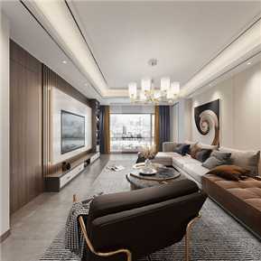 轻奢 客餐厅 客厅全景