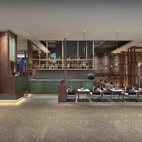 新中式 餐厅 餐厅吧台区