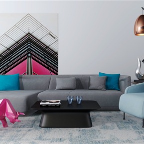 现代 沙发茶几组合 组合沙发 茶几 装饰画组合