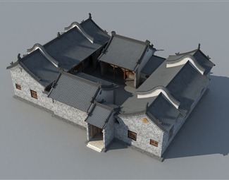 中式古建别墅庭院