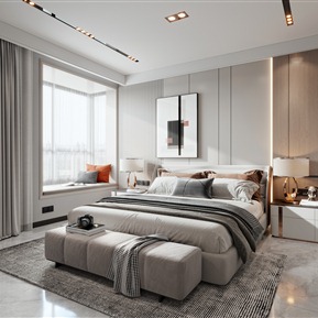 现代 卧室 主卧室
