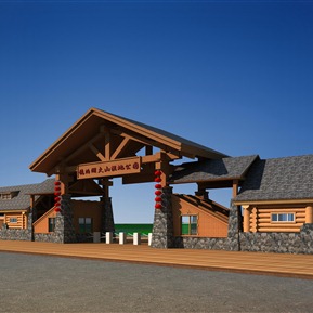 新中式 大门 湿地公园大门游乐园大门