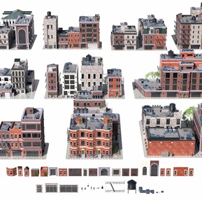 简欧 住宅楼 美国布鲁克林街区建筑楼房居住区