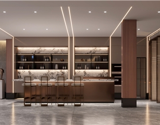 新中式会所水吧台3d模型下载